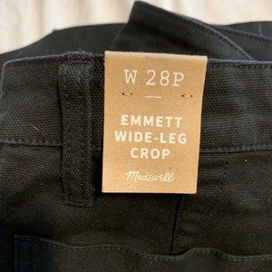Madewell Emmett Wide-Leg Crop Pants Black 28P NWT